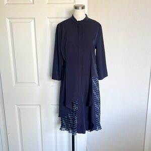 NWT SARA NAVON Navy Asymmetrical Patten Dress